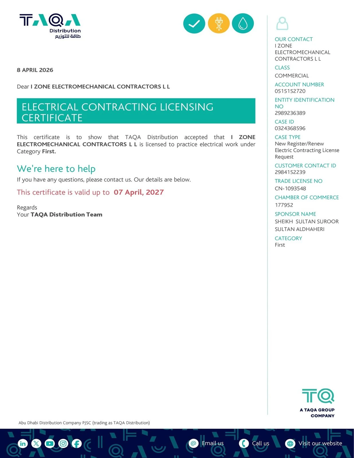 IZEC accreditation / certificate